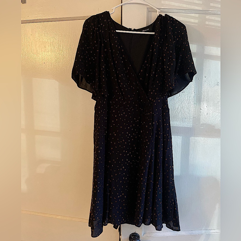 Madewell Cap Sleeve Mini Dress with Metallic Dots